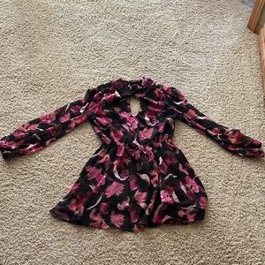 Floral Long Sleeve Mini Dress